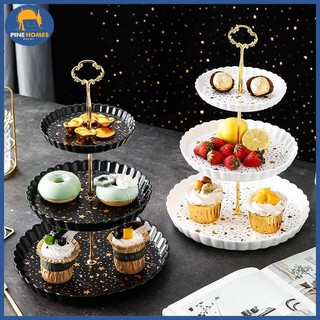 Khay sứ đựng bánh kẹo 2 tầng, 3 tầng hoạ tiết trăng cao cấp