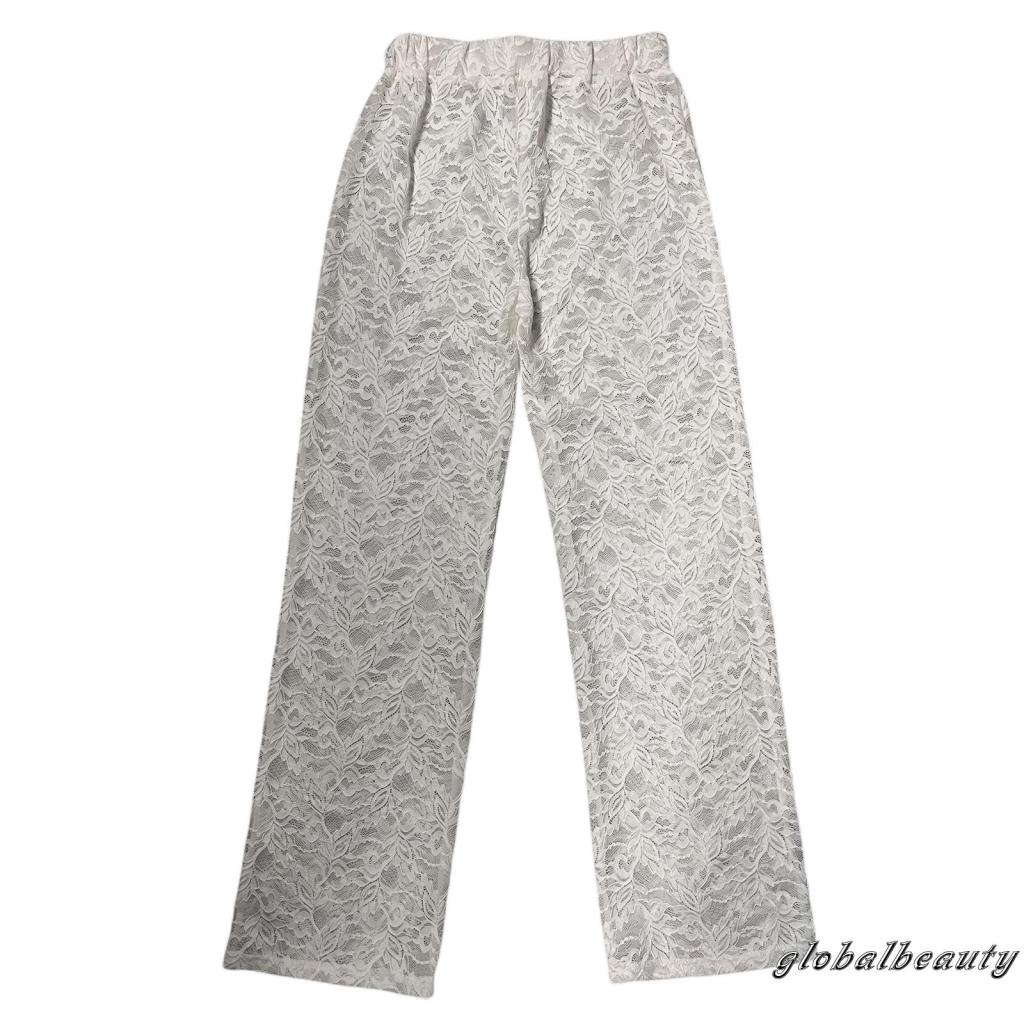 Quần Dài Lưng Thun Phối Ren Hoa Thời Trang Mùa Hè Cho Nữ