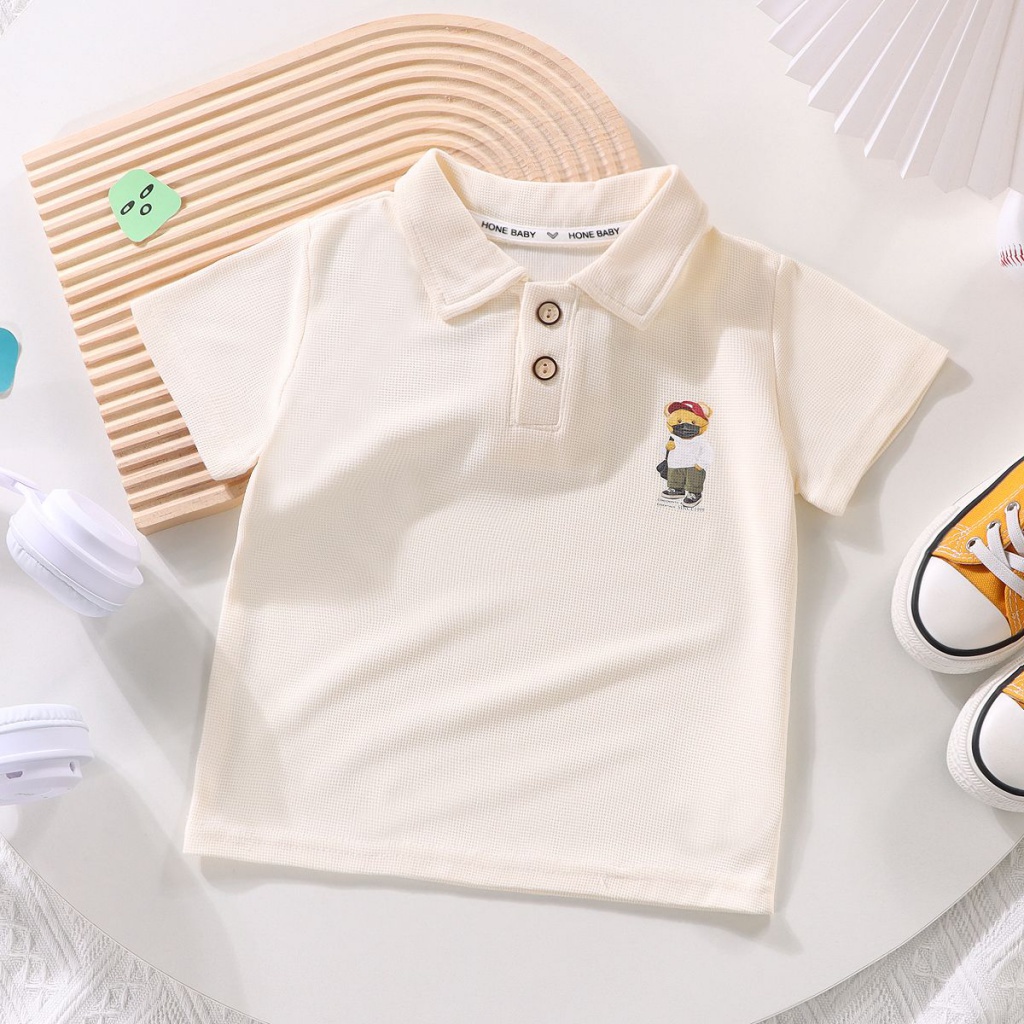 Áo polo Tay Ngắn Dáng Rộng Họa Tiết Hoạt Hình Thời Trang Mùa Hè Hàn Quốc 2023