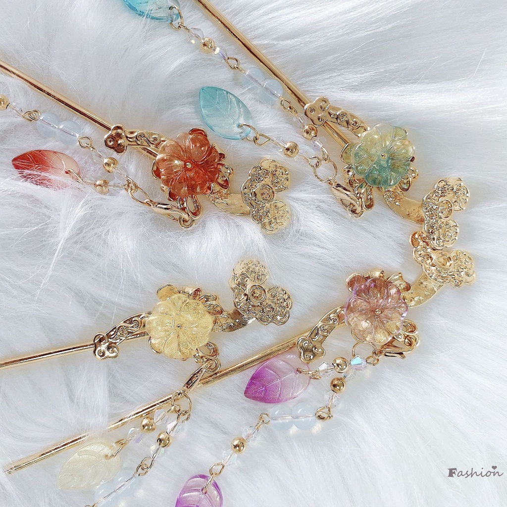 Trâm Cài Tóc Kim Loại Đính Hạt Giả Ngọc Trai