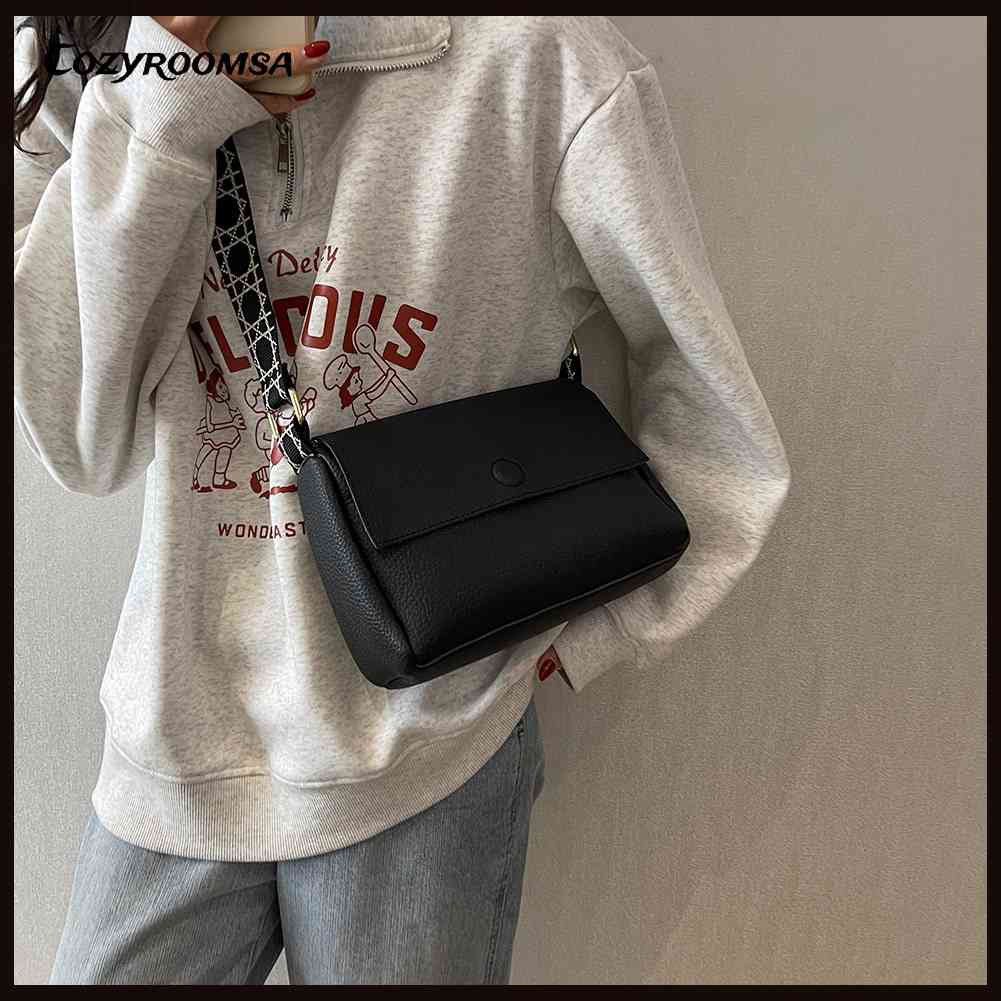 Túi Đeo Chéo Da PU Màu Trơn Thời Trang Dành Cho Nữ