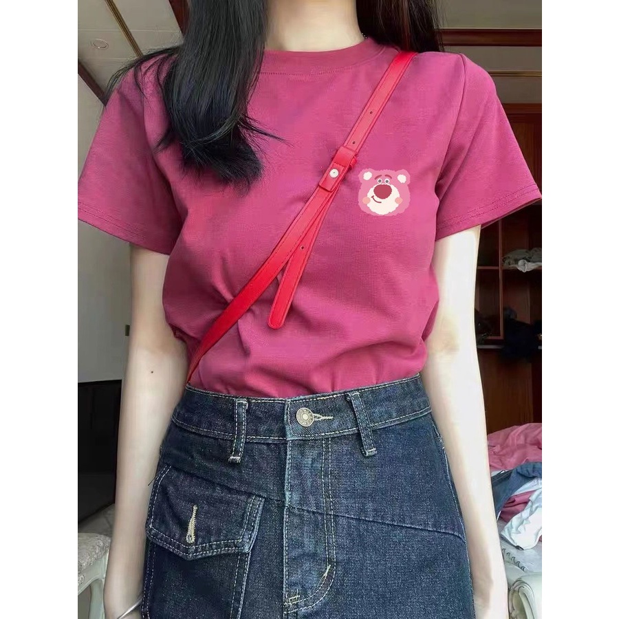 Áo Thun 100% Cotton Tay Ngắn Dáng Ôm Màu Sắc Xinh Xắn Dành Cho Nữ