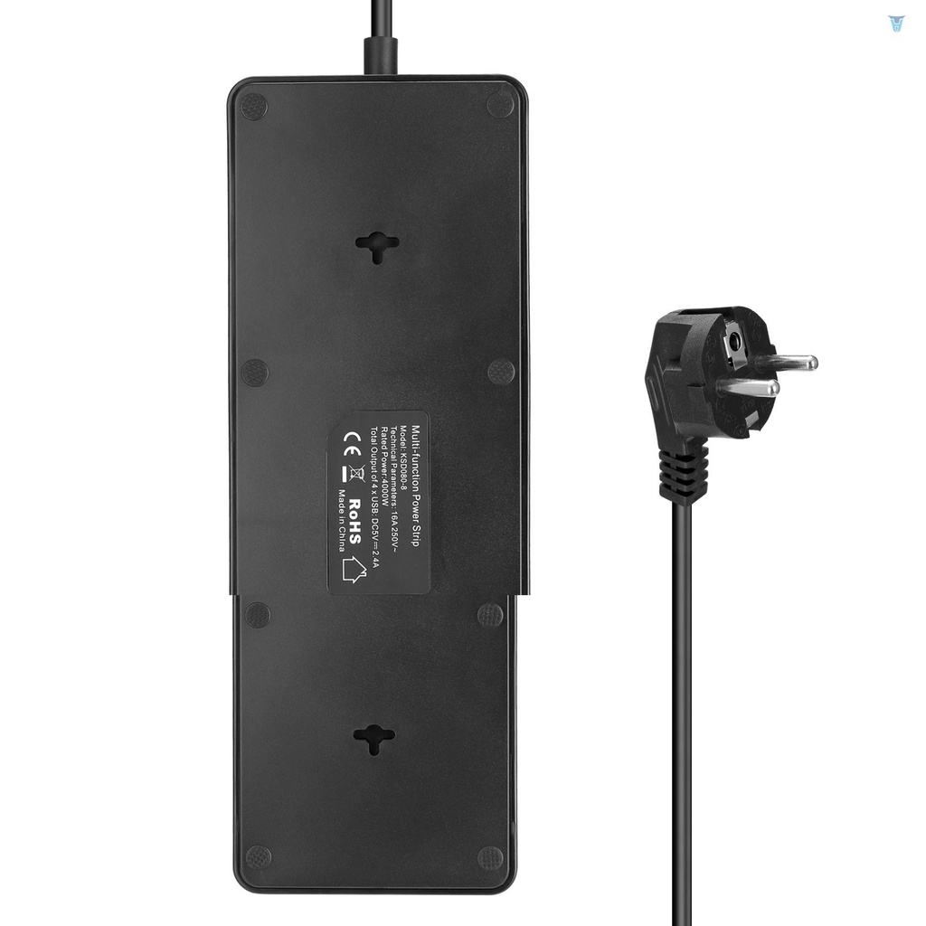 Ổ Cắm Điện 8AC 4 Cổng USB EU Kèm Công Tắc Chính Cho Nhà Ở / Văn Phòng