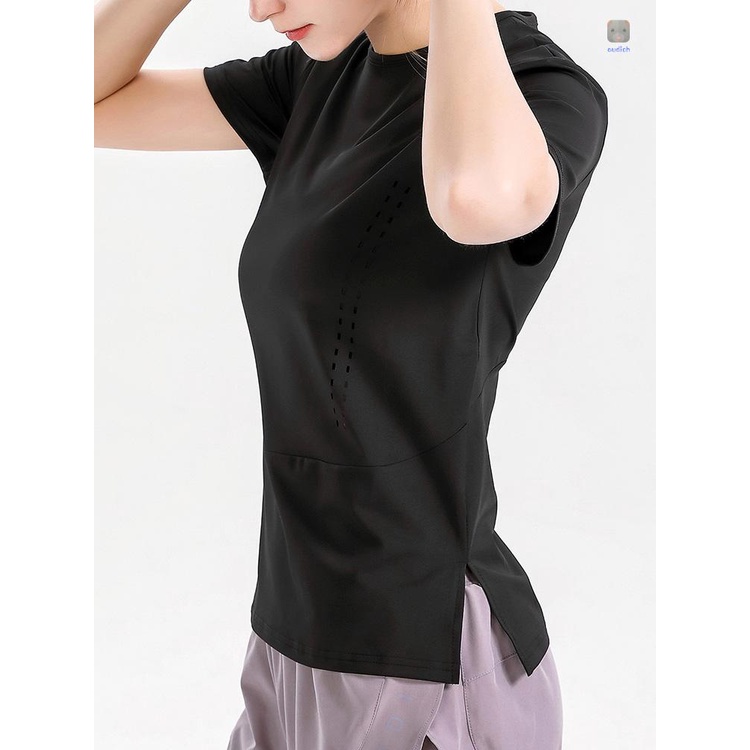 Áo Thun Tay Ngắn Cổ Tròn Dáng Rộng Co Giãn Thoáng Khí Màu Trơn Thời Trang Cho Nữ