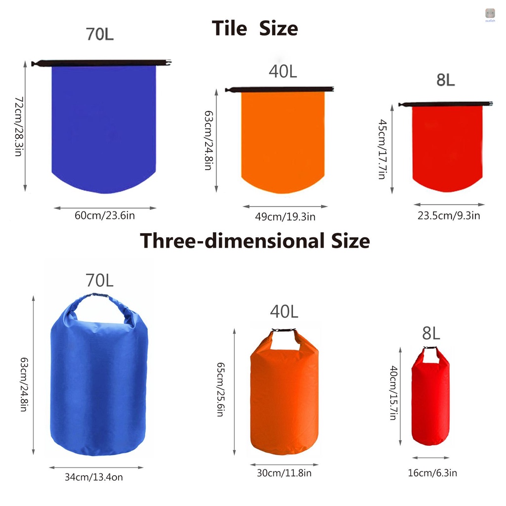 3 Túi Khô Chống Thấm Nước Để Đi Thuyền Kayak Tiện Lợi