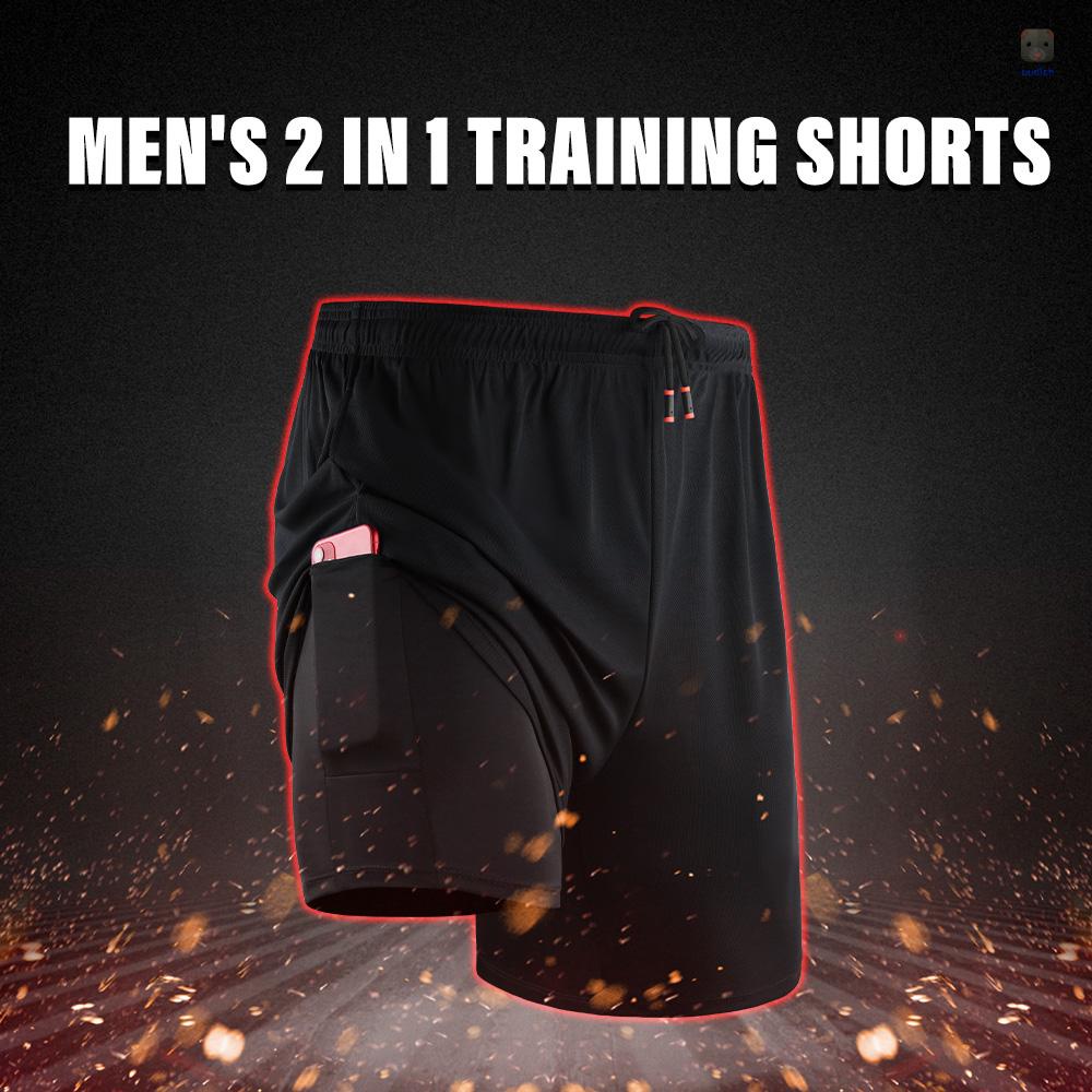 Quần Short Thể Thao / Bóng Rổ Phối Túi 2 Trong 1 Nhanh Khô Thời Trang Cho Nam