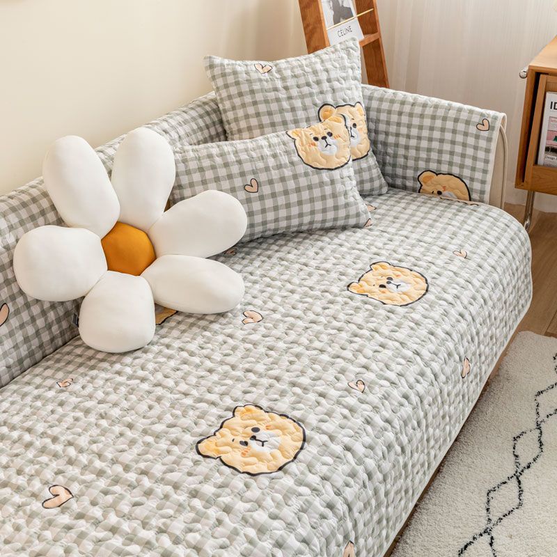 Đệm Lót Ghế Sofa Vải Cotton Chống Trượt Họa Tiết Hoạt Hình Dễ Thương