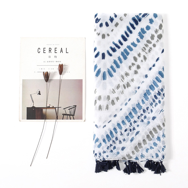 Khăn Choàng Nhẹ In Màu Nhuộm Họa Tiết Hình Học Thời Trang Xuân Hè Thoáng Khí Cho Nữ