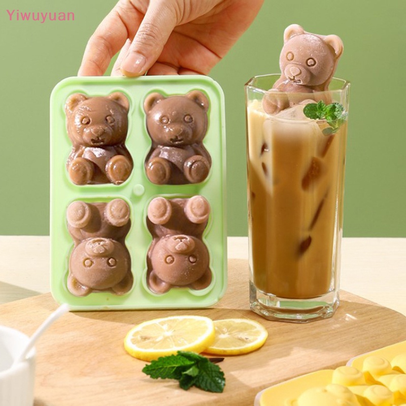 &lt; Yiwuyuan &gt; Khuôn Làm Đá Viên Hình Gấu Dễ Thương Chống Văng Và Rơi Dễ Dàng Để Tủ Lạnh Mới