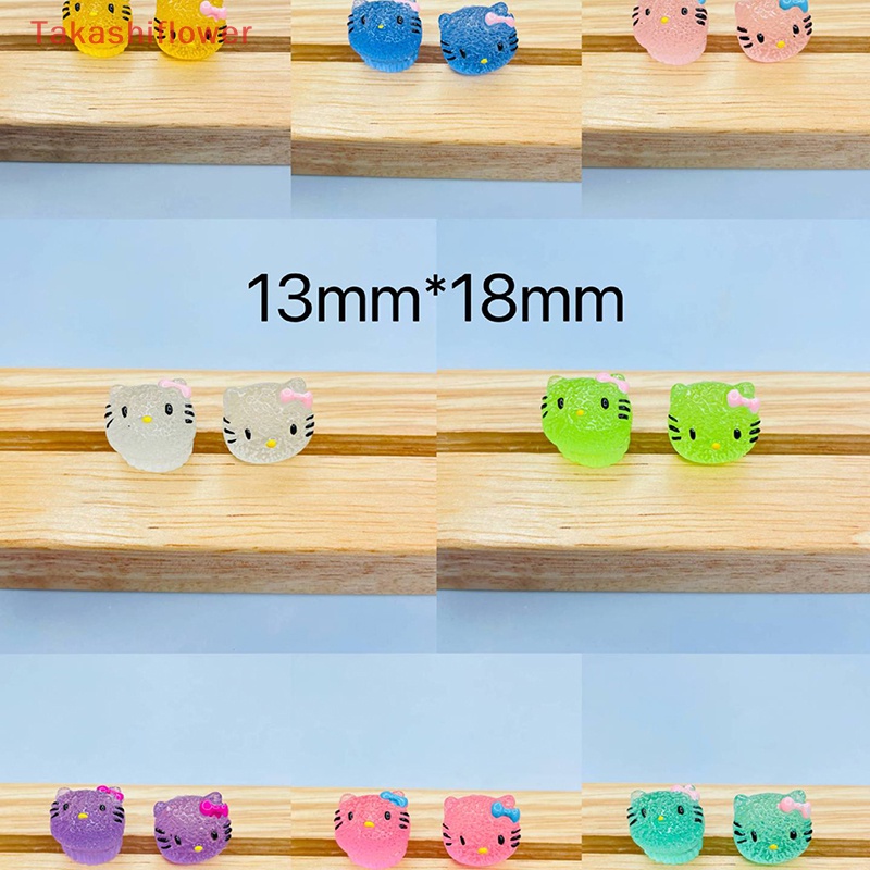 Set 2 Mặt Dây Chuyền Hình Mèo Bằng Resin Dạ Quang DIY Dễ Thương Trang Trí Điện Thoại