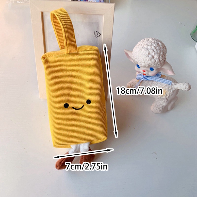 Túi Đựng Bút Bằng Nhung Kẻ Hình Mặt Cười Dễ Thương Phong Cách Hàn Quốc Ốp