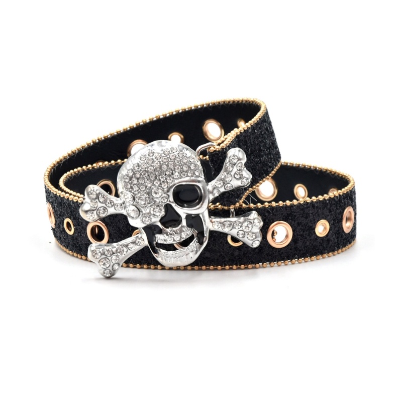 Thắt Lưng Mojito Y2k Khóa Hình Đầu Lâu Đính Kim Cương Giả Kiểu Cao Bồi Phương Tây Cho Nữ