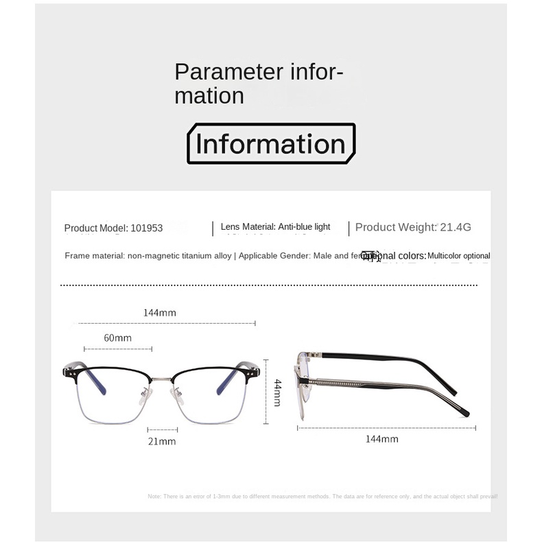 Kính Chống Ánh Sáng Xanh Gọng Vuông Lớn Phong Cách Doanh Nhân Cho Nam