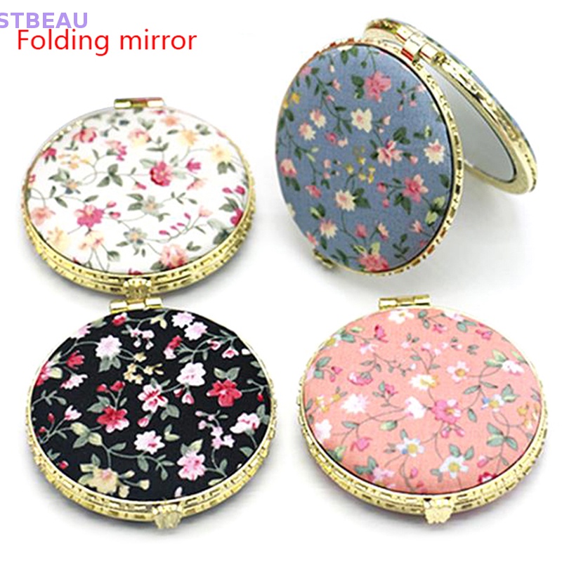 1 Gương Trang Điểm Hai Mặt Mini Dạng Gập Phong Cách Vintage