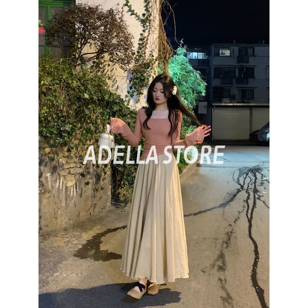 Adella Store Chân Váy Xếp li dáng dài qua bắp chân Ly Dáng Dài Phủ 2 Lớp Siêu Đẹp Màu A23M0DK 0518 | BigBuy360 - bigbuy360.vn