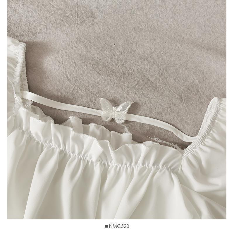 Áo baby tee Thun croptop Ngắn Tay Xếp Ly Họa Tiết Bướm Phong Cách Mới Ngọt Ngào Dễ Phối Đồ Cho Nữ