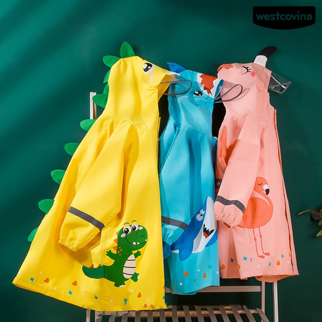 [COD]☁Áo Mưa Nhẹ In Họa Tiết Động Vật Hoạt Hình Chống Nước Có Mũ Trùm Cho Bé Mẫu Giáo
