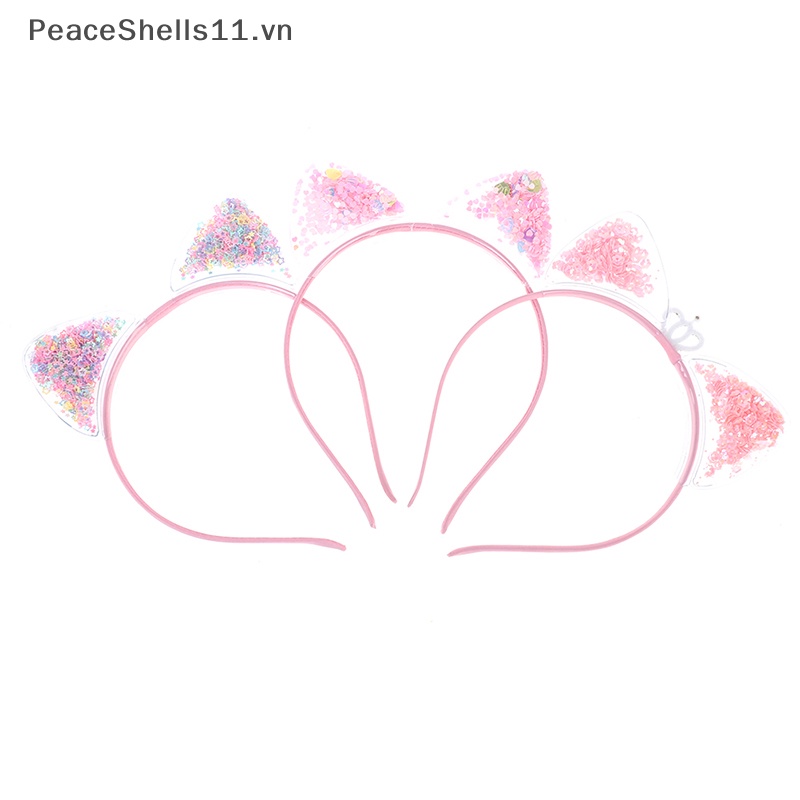 Băng Đô Tai Mèo Đính Kim Sa Lấp Lánh Dễ Thương Cho Bé Gái