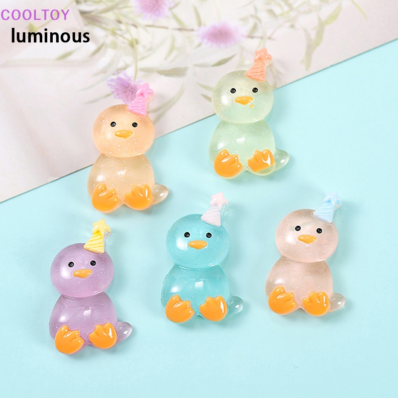 Bộ 2 Tượng Gà Mini Bằng Nhựa Resin Phát Quang Dễ Thương Trang Trí DIY