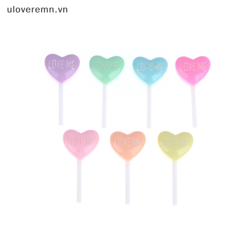 Set 10 Kẹo Mút Trái Tim Giả Bằng Resin Trang Trí Ốp Điện Thoại DIY