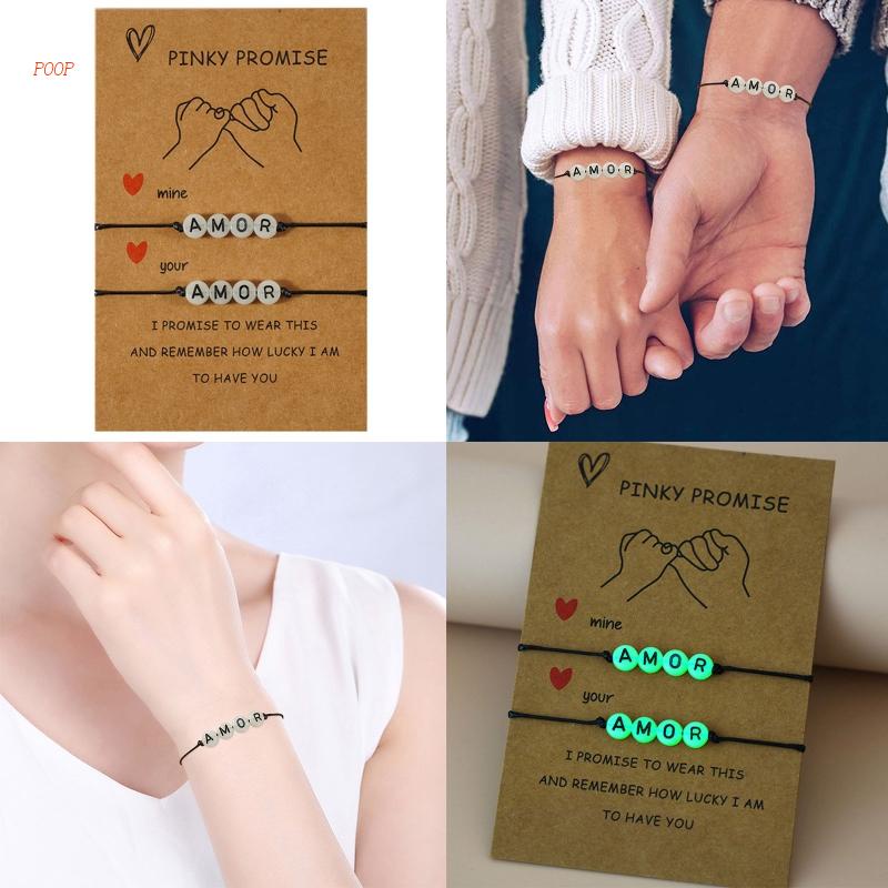 Bộ 2 Vòng Tay Chuỗi Hạt Khắc Chữ May Mắn Cho Cặp Đôi