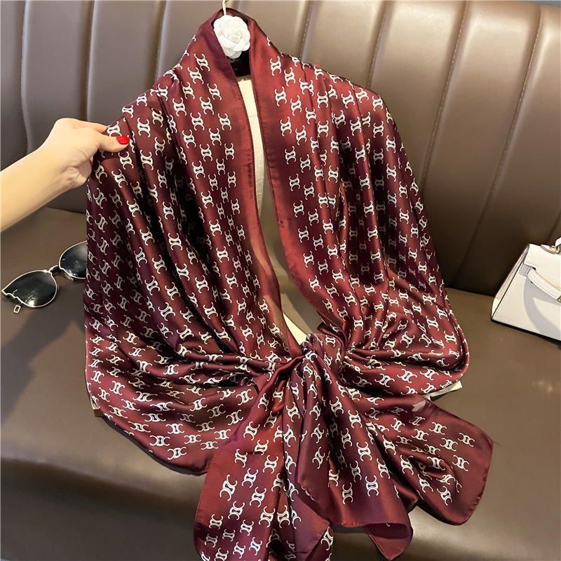 Khăn Choàng Lụa Dáng Dài In Họa Tiết Sang Trọng Thời Trang Cho Nữ 180X90Cm