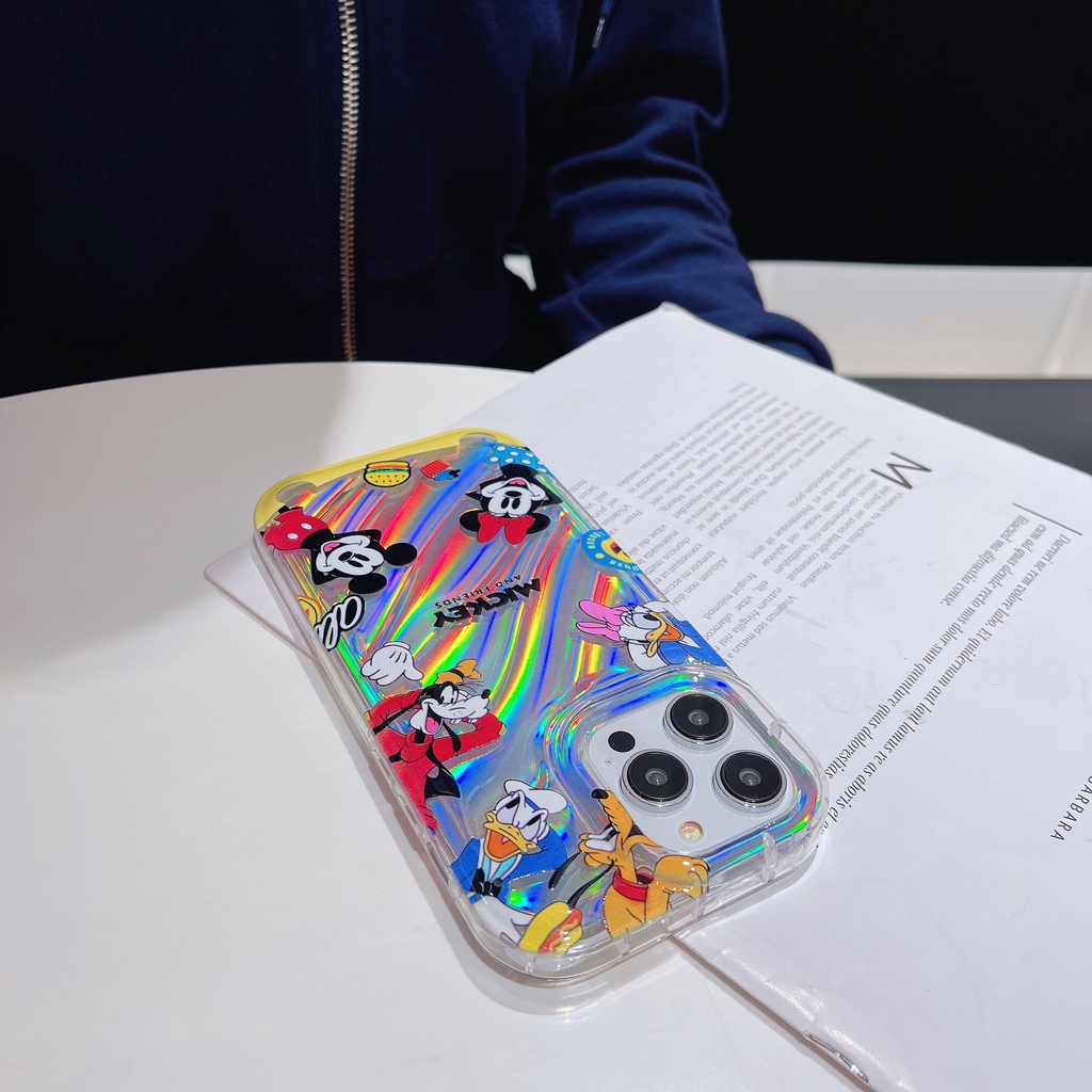 Ốp Điện Thoại TPU Trong Suốt Màu Laser Họa Tiết Hoạt Hình Mickey Dễ Thương Cho iPhone 12 13 14 Pro Max