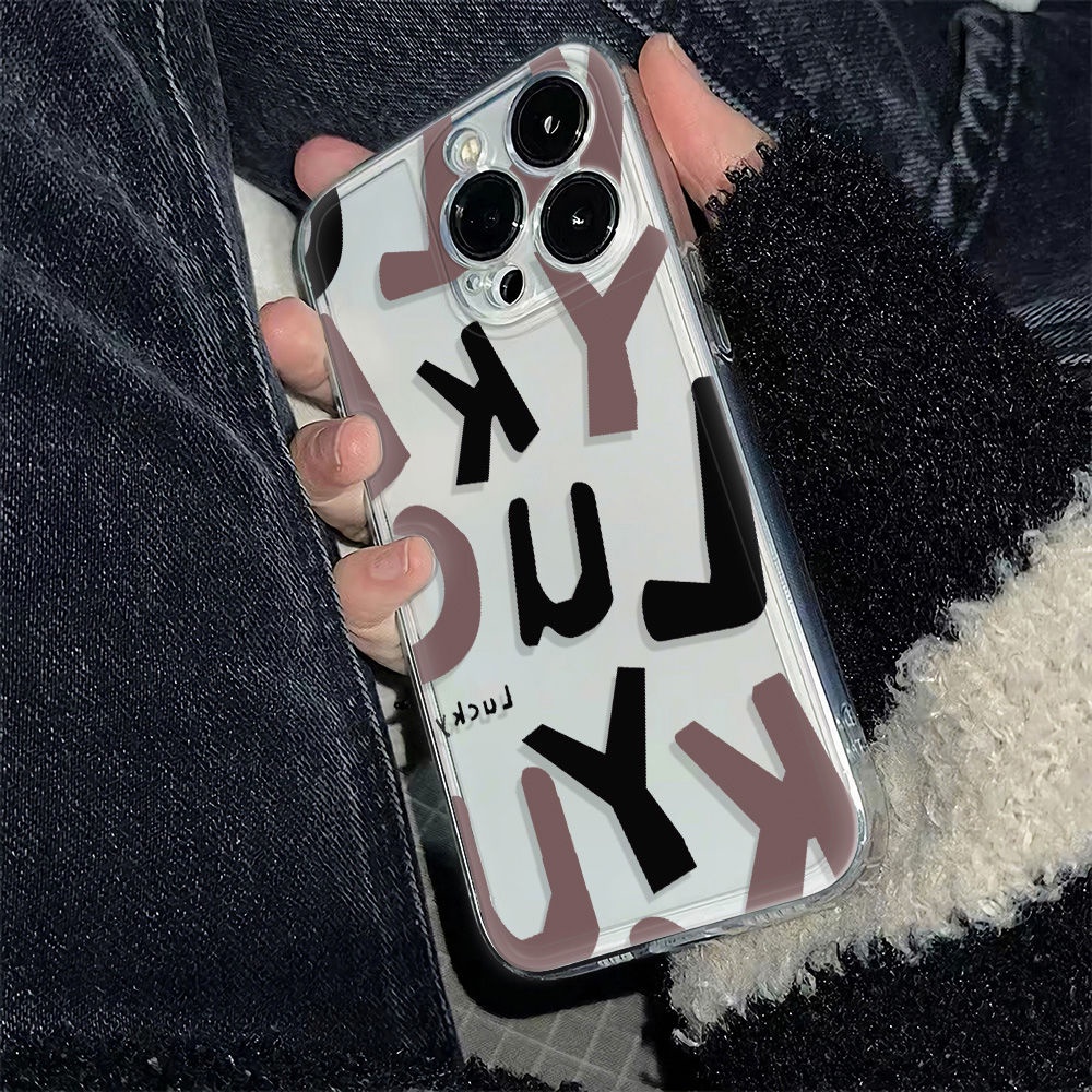 ✅Ốp Điện Thoại Mềm Chống Sốc In Chữ Đơn Giản Cho Iphone 14pro Plusluckmax6Iniphone12781311Áo Gió Ye455 YE45