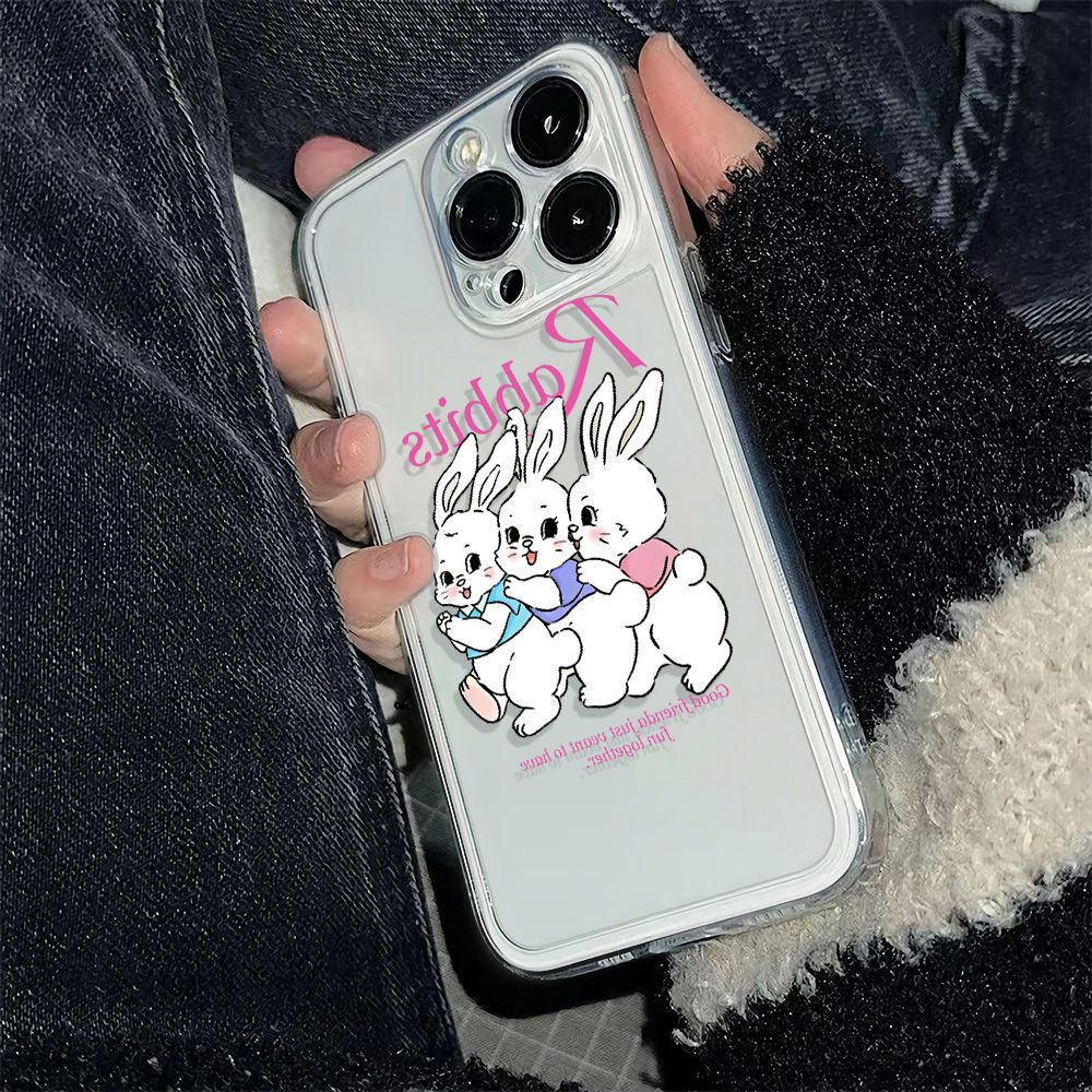 ✅Ốp Điện Thoại Mềm Chống Sốc Hình Ba Chú Thỏ Đơn Giản 6In Cho Iphone 1113maxiPhone12plus 14pro78