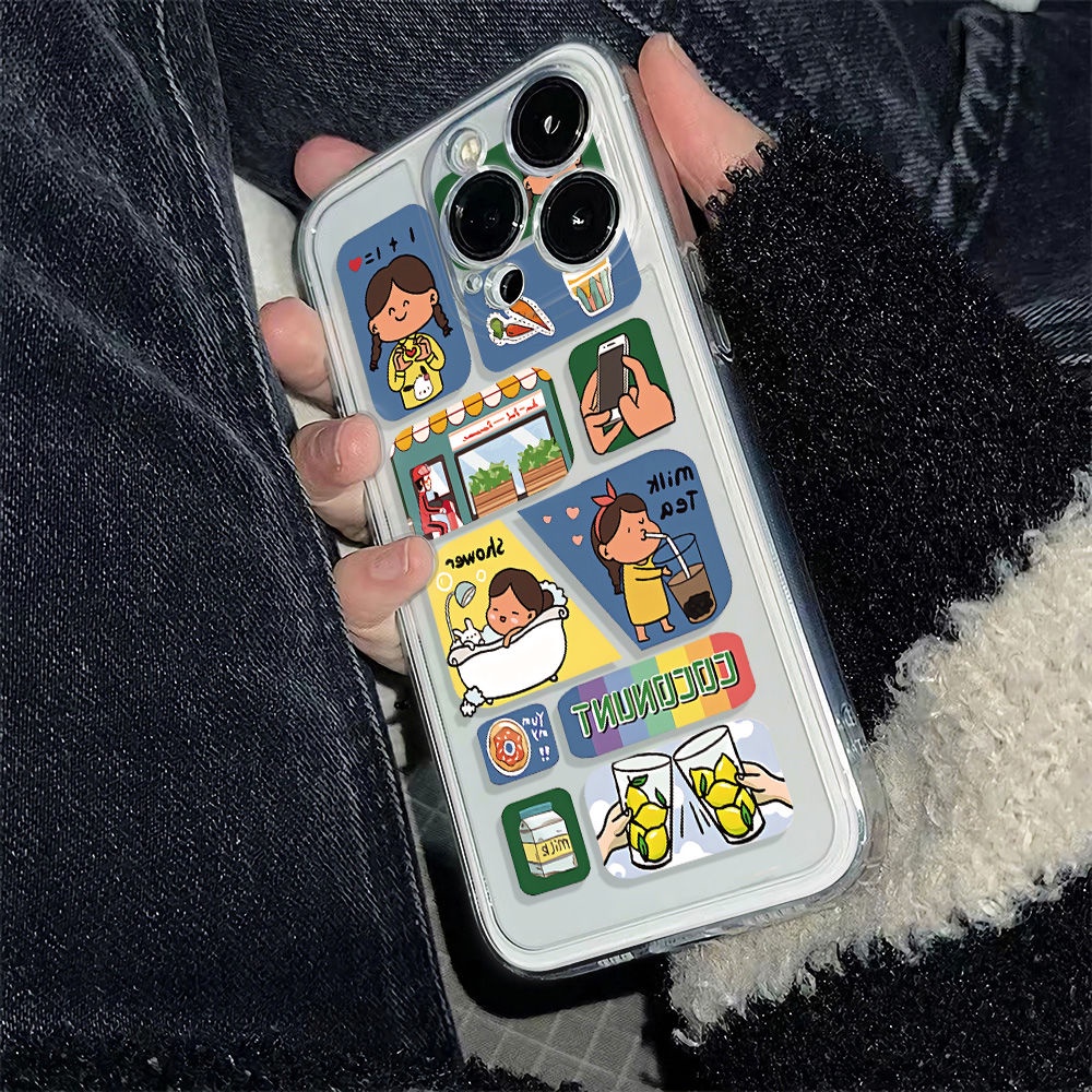 ✅Ốp Điện Thoại Dẻo Họa Tiết Cô Gái Đơn Giản Thời Trang Chống Sốc Cho iPhone1213 14pro SO0U 11 786In