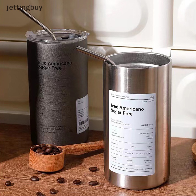 Cốc Giữ Nhiệt Bằng Thép Không Gỉ 304 Hai Lớp Kèm Ống Hút Có Thể Tái Sử Dụng