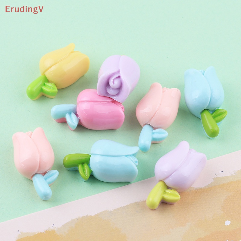 Bộ 10 Cái Cài Tóc Hình Hoa Tulip Bằng Nhựa Resin Dễ Thương DIY