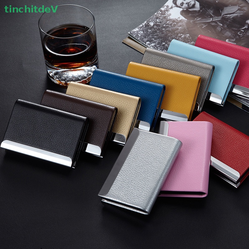 Ví Da PU Đựng Thẻ Tín Dụng / Danh Thiếp Cỡ Lớn Bằng Thép Không Gỉ