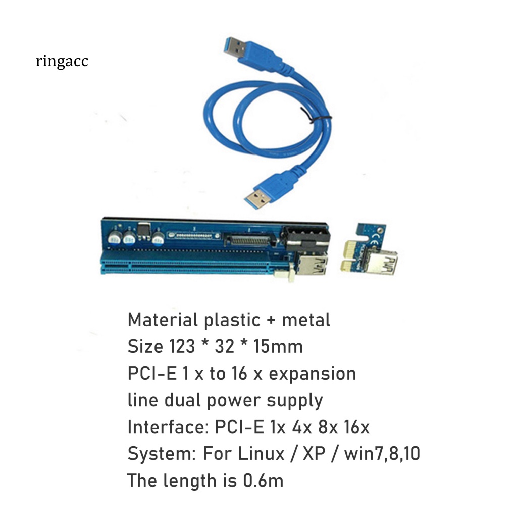 Cáp Chuyển Đổi PCI-E Express 1x Sang 16x RGA PE503 6Pin / 4Pin SATA Chống Mài Mòn