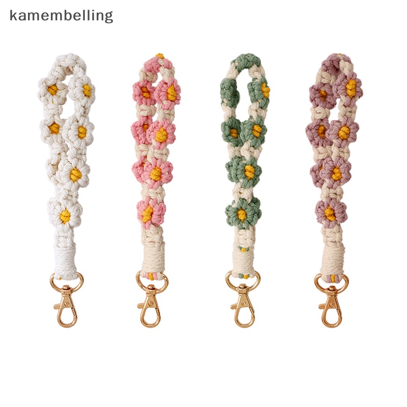 Kamembelling Móc Khóa Xe Hơi / Vòng Đeo Tay Tua Rua Dệt Thủ Công Đính Hoa Cúc Phong Cách Bohemian