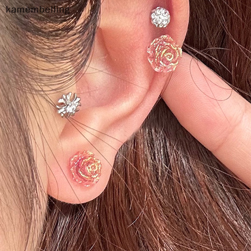 1 Đôi Khuyên Tai Hình Xoắn Ốc Đính Hoa Nhiều Màu Thời Trang Cho Nữ
