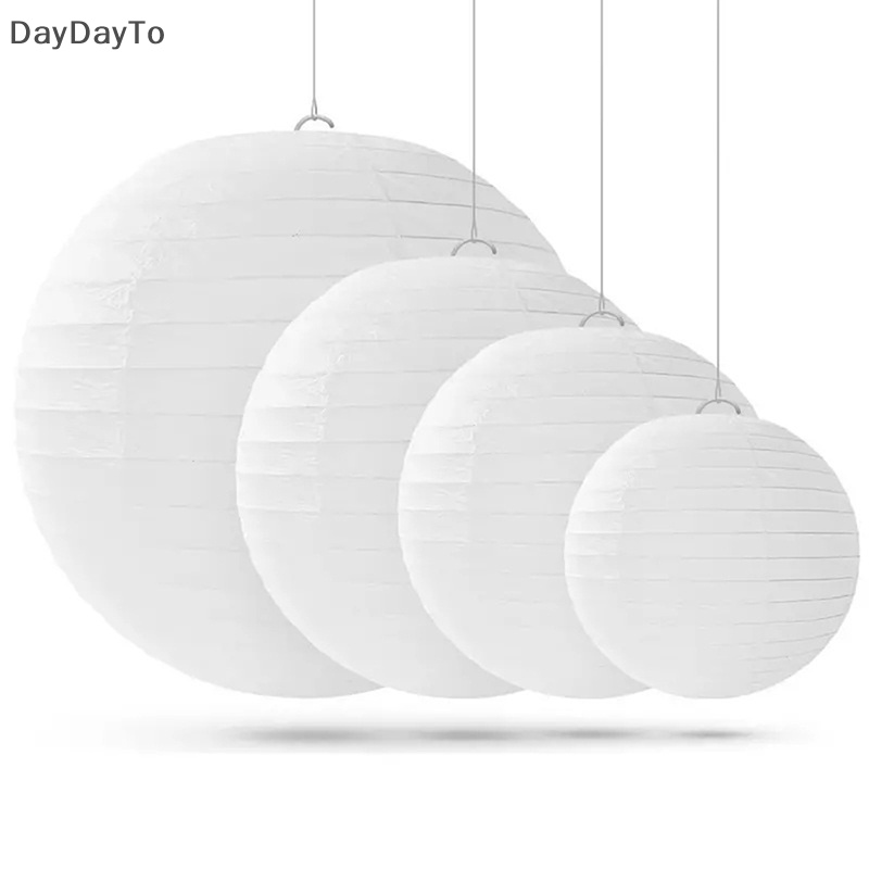 Bộ 6 Lồng Đèn Giấy Tròn Màu Trắng Treo Trang Trí Tiệc Cưới 4 &quot;8&quot; 12 &quot;