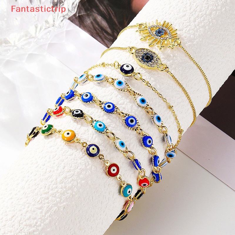 Vòng Đeo Tay Chuỗi Hạt Màu Vàng Hình Mắt Quỷ May Mắn Phong Cách Bohemian Thời Trang Mùa Hè Mới