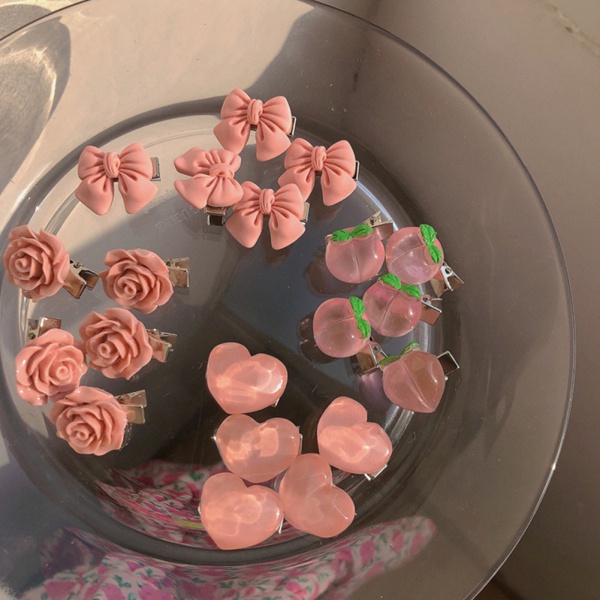 Set 5 Kẹp Tóc Trong Suốt Hình Hoa / Trái Cây / Nơ Xinh Xắn Cho Bé Gái