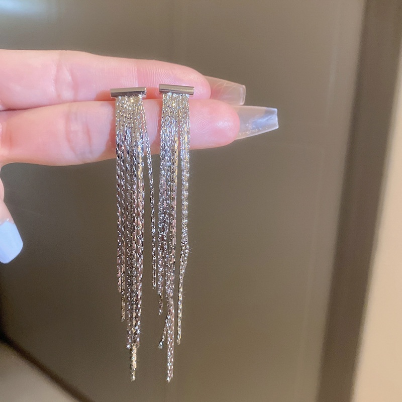 Khuyên Tai Tua Rua Dài Bằng Bạc Thời Trang Cao Cấp Phong Cách Pháp Cho Nữ