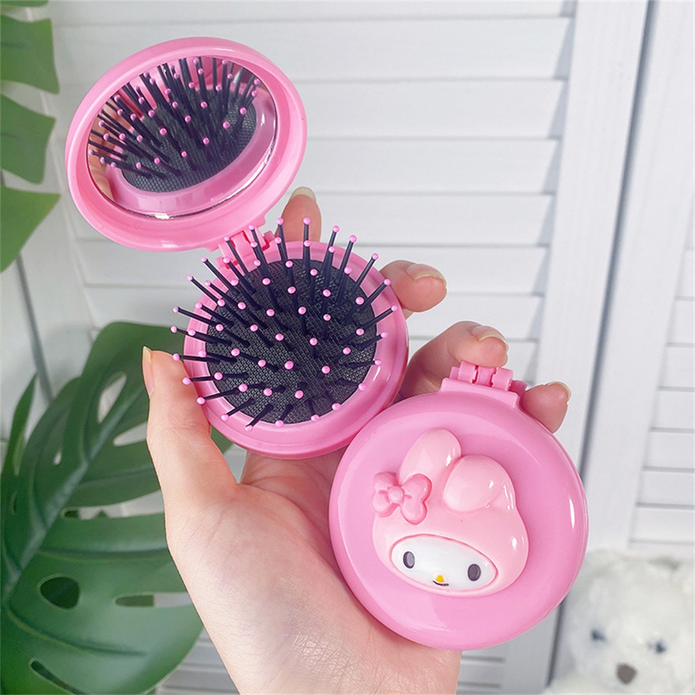 Lược Chải Tóc Kiêm Gương Trang Điểm Đa Năng Thiết Kế Nắp Gập Tiện Dụng