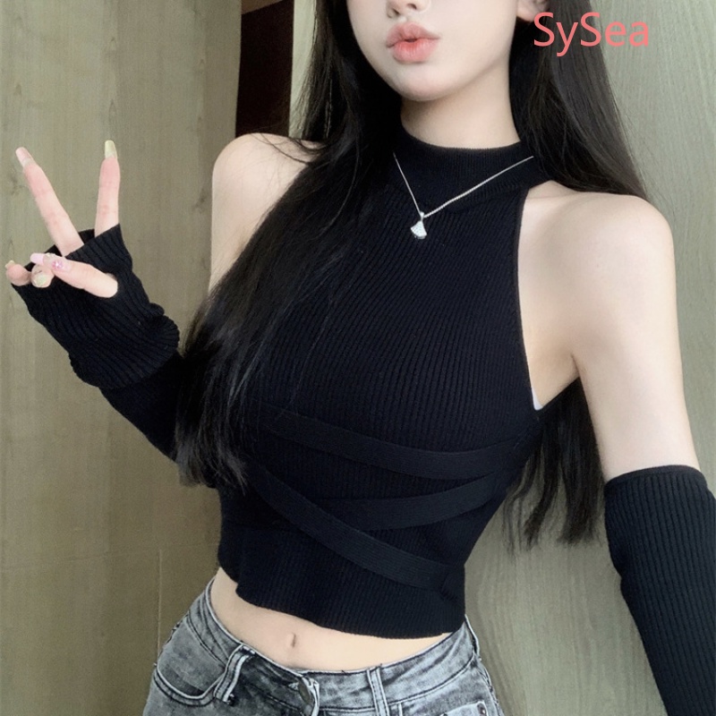 Áo Dệt Kim Hai Dây Ôm Dáng Thiết Kế Gợi Cảm Cho Nữ