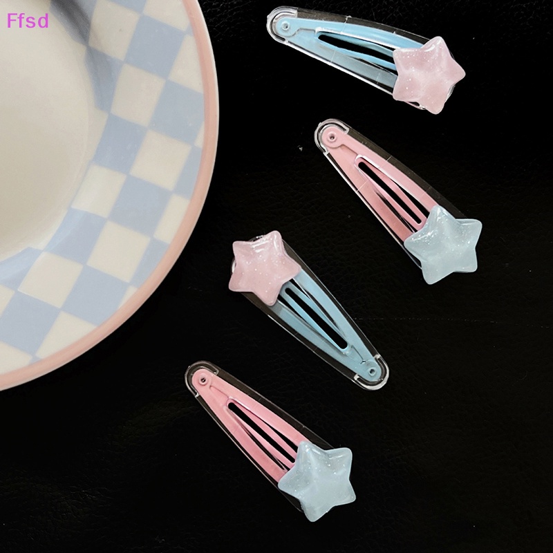 {Ffsd} Kẹp Tóc Mái Ngôi Sao Lấp Lánh Màu Kẹo Ngọt Ngào Vintage Cho Nữ * Hàng Bán Chạy