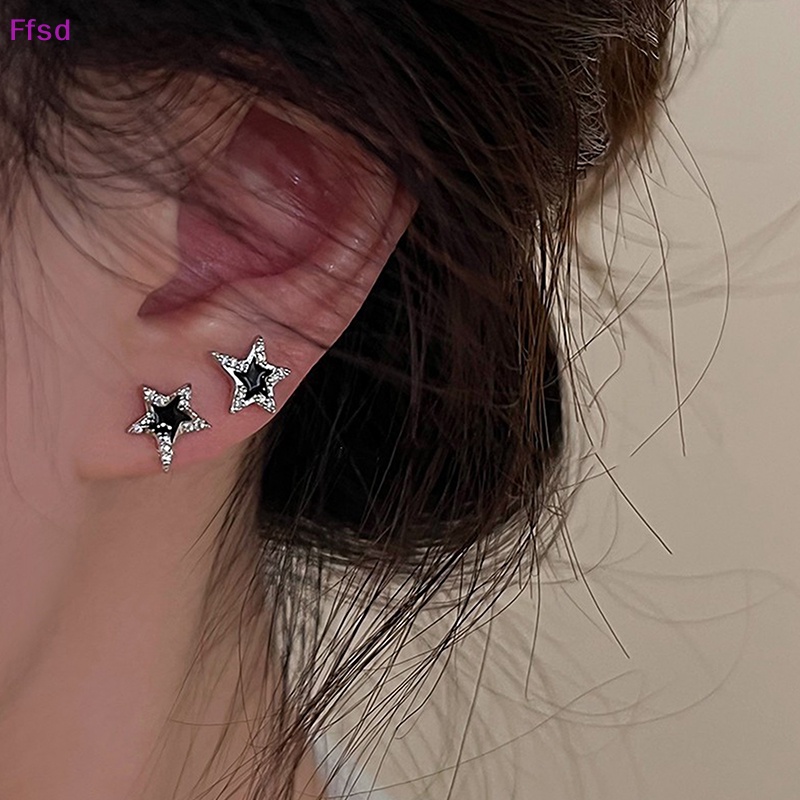 {Ffsd} Bông Tai Xỏ Lỗ Hình Ngôi Sao Đính Đá Zircon Phong Cách Punk Gothic Thời Trang Mới Cho Nữ Y2K * Bán Chạy