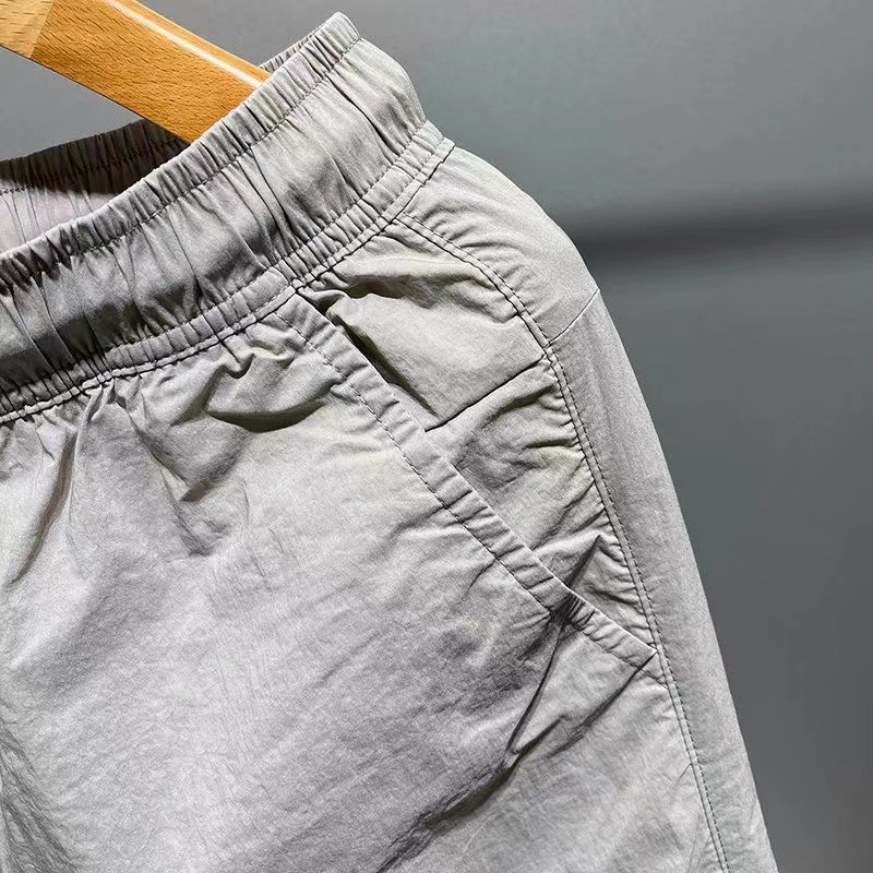 Quần Short nylon Thêu Nhãn Hiệu Hình Vuông Thời Trang Thường Ngày