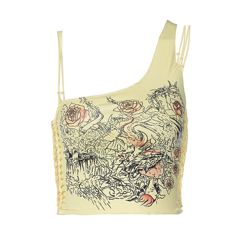 Áo Croptop Không Tay Y2k In Họa Tiết Vintage Hợp Thời Trang Mùa Hè Cho Nữ