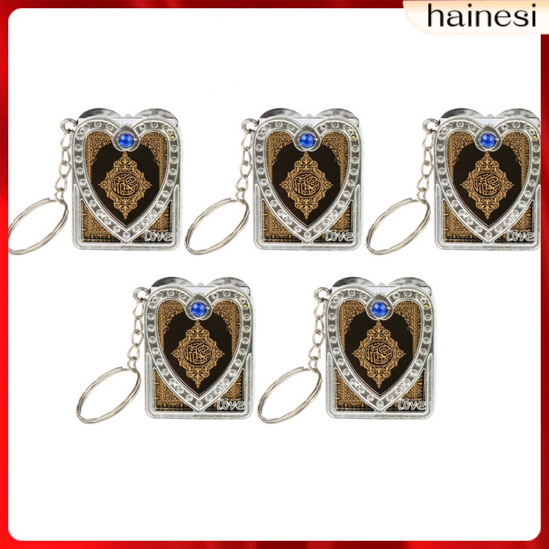 Set 5 Móc Khóa Treo Gương Chiếu Hậu Trang Trí Xe Hơi / Túi Xách Quran Koran