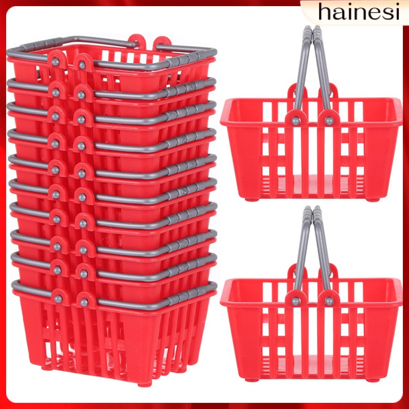 Kids Toy Shopping Cart Mini Basket Grocery Plastic Baskets Doll House Pretend Baby Child 12 Pcs