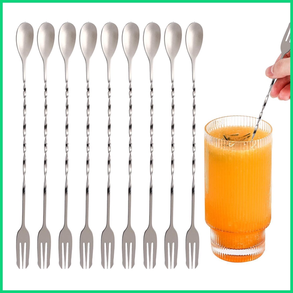 Set 10 Muỗng Khuấy Cocktail Cán Dài Có Thể Tái Sử Dụng Cho jiwvn
