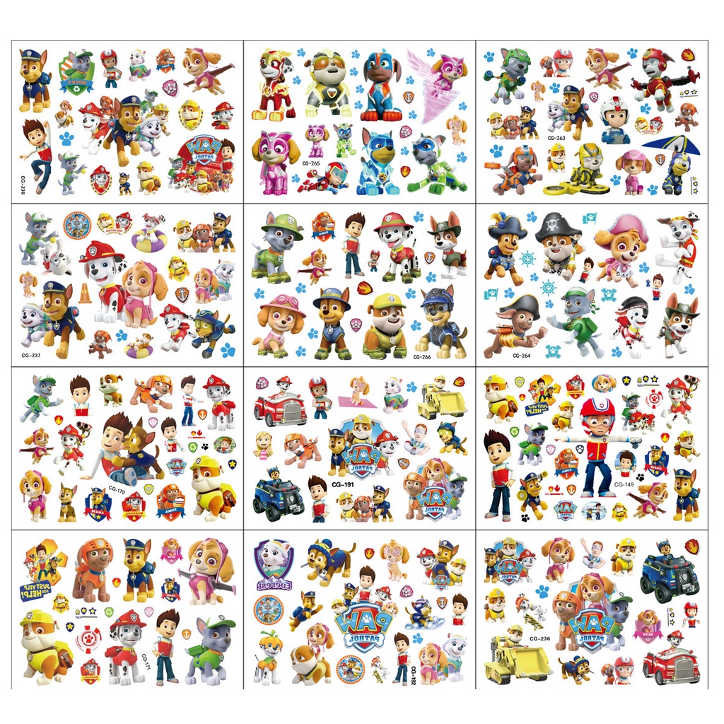 Miếng Dán Hình Xăm Hoạt Hình Paw Patro lKids Chống Thấm Nước